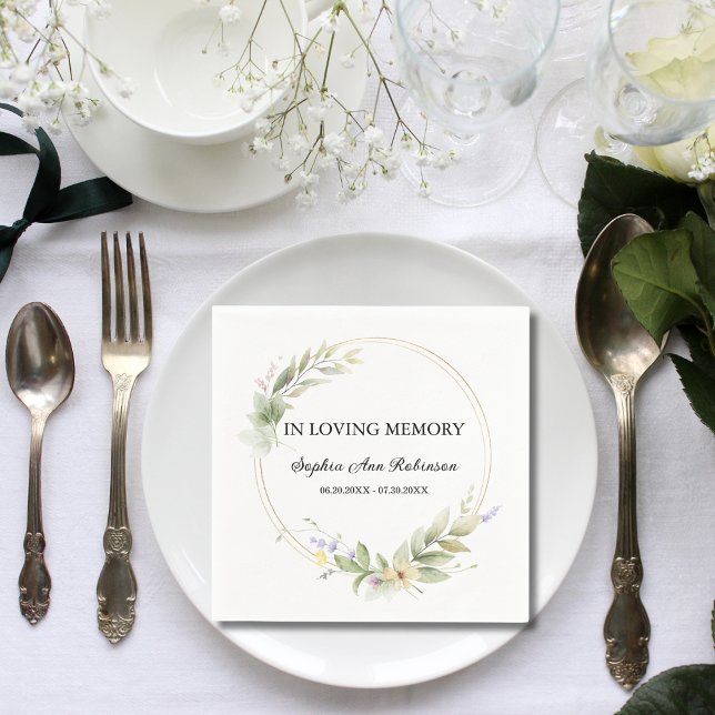 Serviette En Papier Élégant floral dans l'amour mémoire funéraire (Créateur téléchargé)