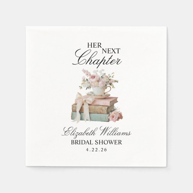 Serviette En Papier Elegant Floral Her Next Chapter Bridal Shower  (Devant)