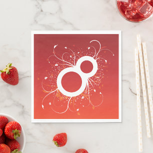 Serviette En Papier Élégant Floral Numéro 8 Abstrait Rouge