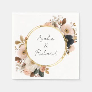 Serviette En Papier Elegant Floral Personalized Wedding Napkins