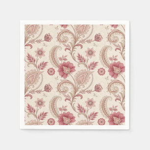 Serviette En Papier Élégant floral rose fantaisiste 