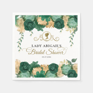 Serviette En Papier Élégant floral vert Shower de mariage victorien