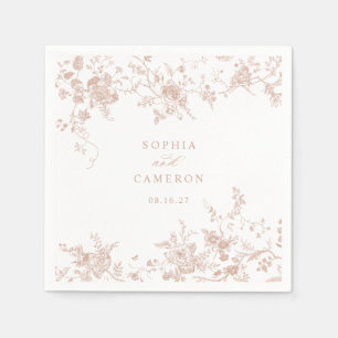 Serviette En Papier Élégant Floral Vintage Botanique Blush Mariage