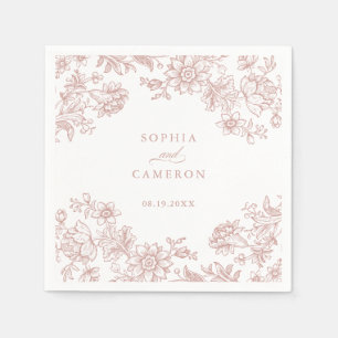 Serviette En Papier Élégant Floral Vintage Botanique Blush Mariage