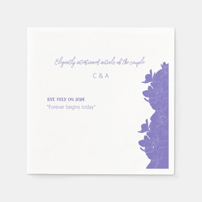 Serviette En Papier Elegant Forever commence aujourd'hui fleurs violet (Devant)