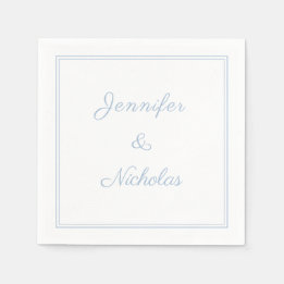 Serviette En Papier Elegant Formal Powder Blue Script Wedding