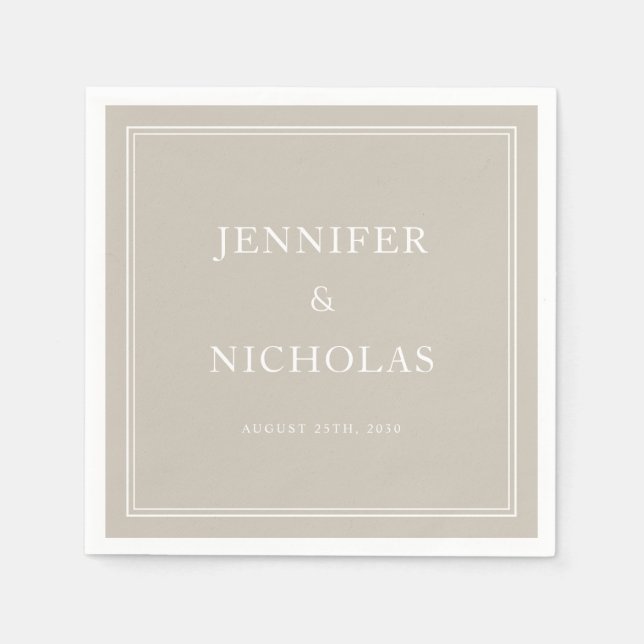 Serviette En Papier Elegant Formal Taupe Wedding (Devant)