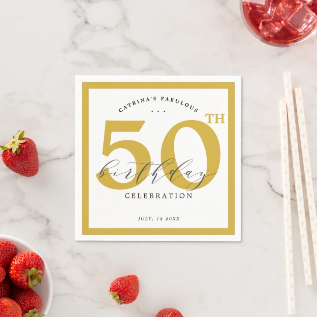 Serviette En Papier Elégant Gold 50th Birthday Party papier serviettes (En situation)