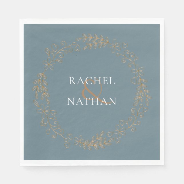 Serviette En Papier Elégant Gold Garland (Devant)