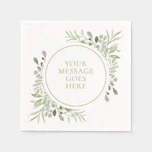 Serviette En Papier Elégant Gold Green Foliage Eucalyptus
