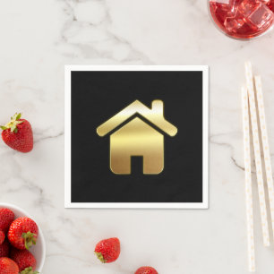 Serviette En Papier Elegant Gold House Symbole Real Estate Design