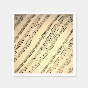 Serviette En Papier Élégant Gold Sheet Music Paper Napkin