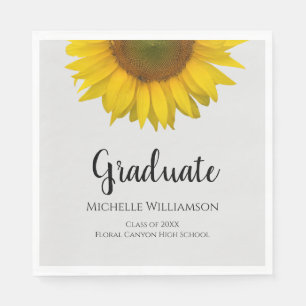 Serviette En Papier Élégant Gradué Jaune Sunflower Graduation Gris