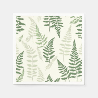 Serviette En Papier Élégant Green Fern Fronds Motif Botanique