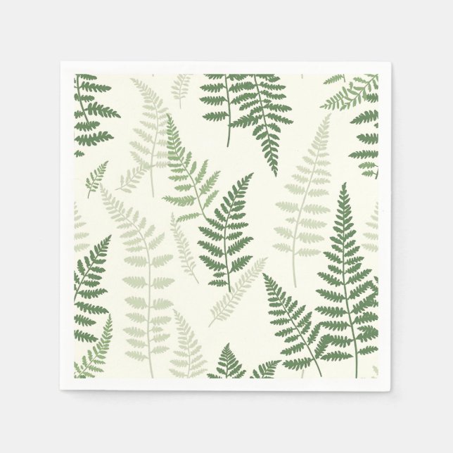 Serviette En Papier Élégant Green Fern Fronds Motif Botanique (Devant)