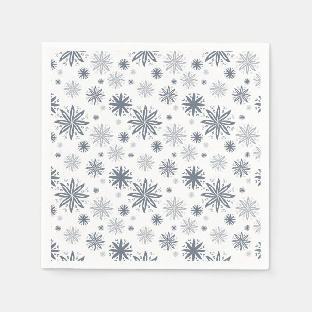 Serviette En Papier Élégant gris floral motif Noël (Devant)