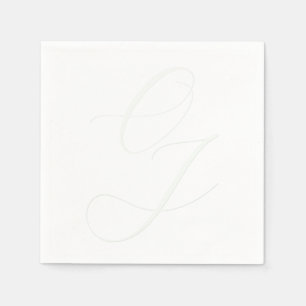 Serviette En Papier Élégant Groom Initiales de mariée, effet bossé