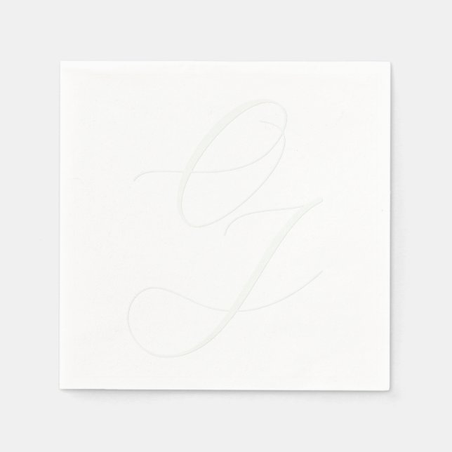 Serviette En Papier Élégant Groom Initiales de mariée, effet bossé (Devant)
