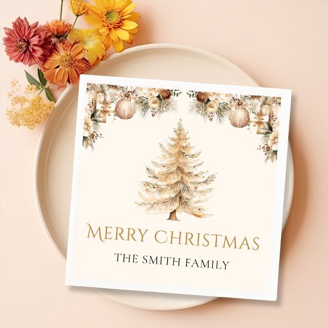 Serviette En Papier Élégant hiver Gold Noël Arbre vacances (Créateur téléchargé)