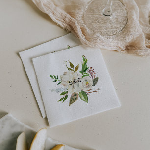 Serviette En Papier Elégant hiver White Peony Mariage Napkin