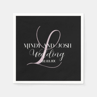 Serviette En Papier Élégant initiale de rose de script pour cadeau de 