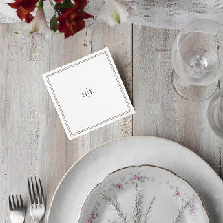 Serviette En Papier Elegant Initials Modern Wedding Napkin