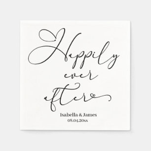Serviette En Papier Elégant Joyeux Jamais Après Romantique Mariage Bla