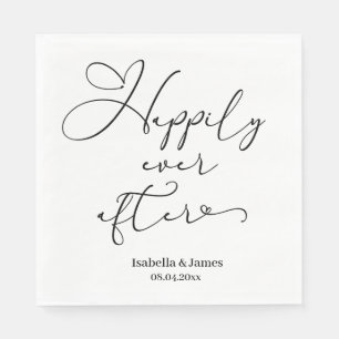 Serviette En Papier Elégant Joyeux Jamais Après Romantique Mariage Bla