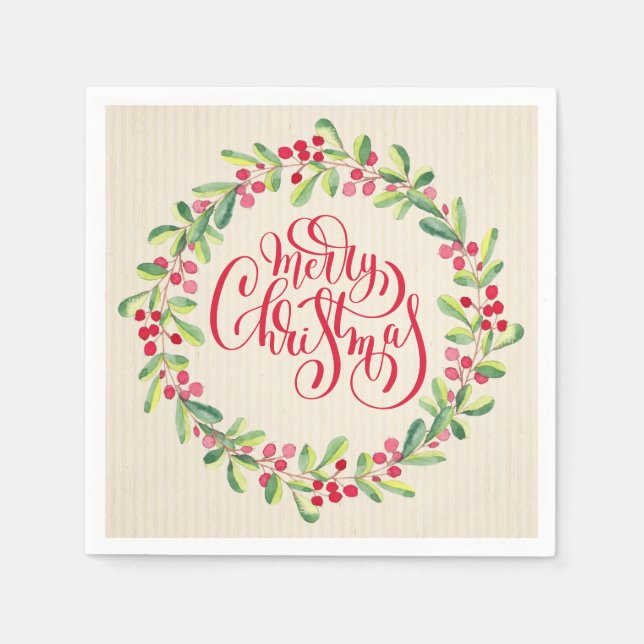 Serviette En Papier Élégant Joyeux Noël (Devant)