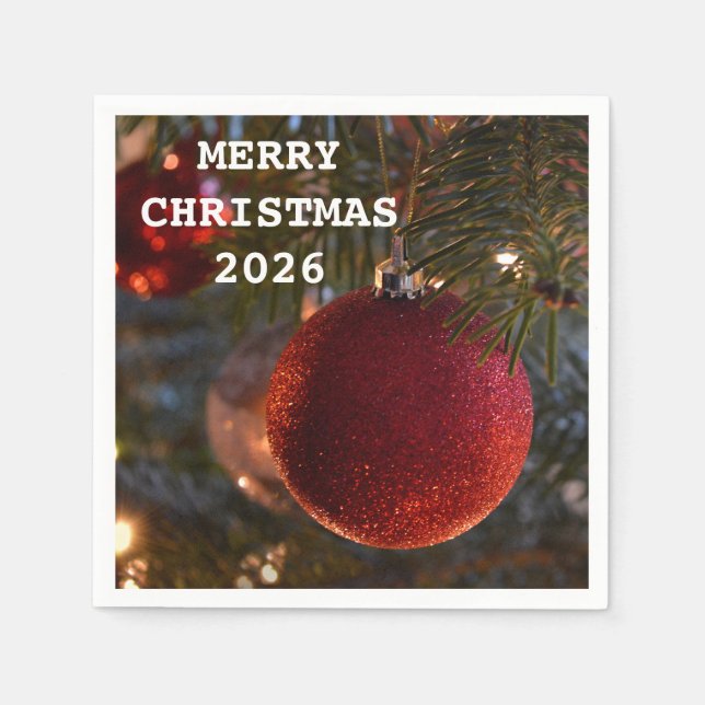 Serviette En Papier Élégant Joyeux Noël Joyeux Joyeux Fête 2026 (Devant)