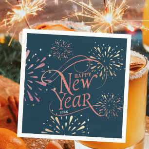 Serviette En Papier Elégant Joyeux Nouvel An Gold Foil