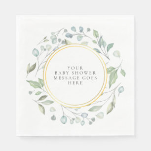 Serviette En Papier Elegant Laurel Garland Baby shower Message