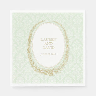 Serviette En Papier Elegant Laurel Wreath   Damas vert