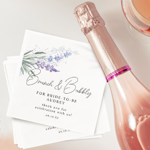 Serviette En Papier Élégant Lavande Aquarelle Brunch Champagne Douche