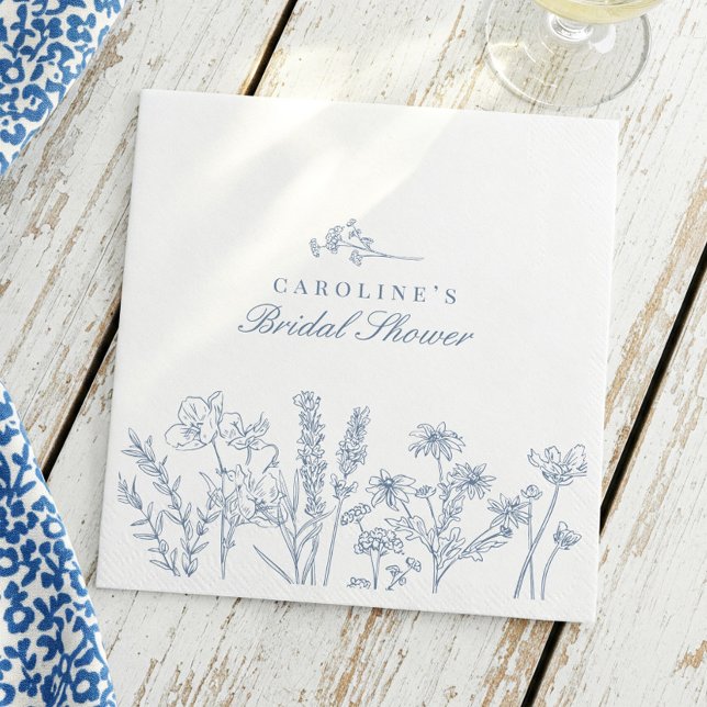 Serviette En Papier Élégant Lavande Bleu Fleur Sauvage Shower de Marié (Créateur téléchargé)