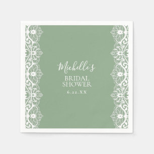 Serviette En Papier Élégant Lave Vert Dentelle Baby Shower Mariage