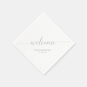 Serviette En Papier Élégant lettrage stylé argenté Bienvenue à la fête