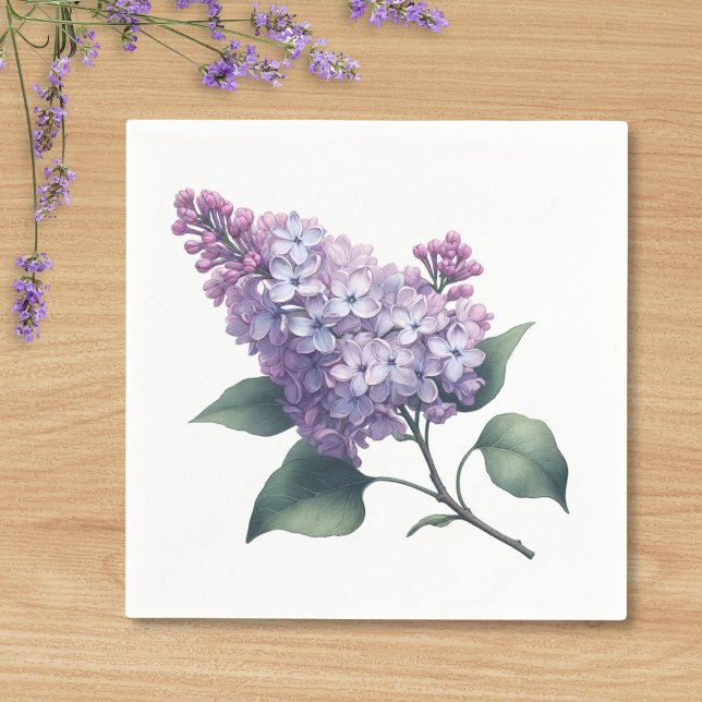 Serviette En Papier Élégant Lilac Flower Branch Joli Cocktail (Créateur téléchargé)