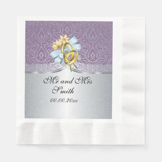 Serviette En Papier Élégant Lilac Mariage papier personnalisé Napkin (Devant)
