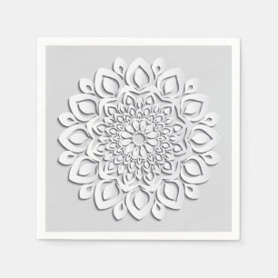 Serviette En Papier Elégant Livre blanc Coupe Mandala