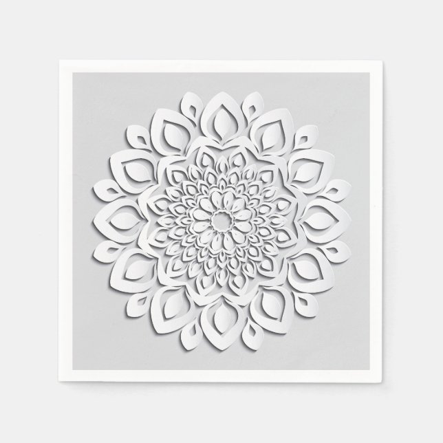 Serviette En Papier Elégant Livre blanc Coupe Mandala (Devant)