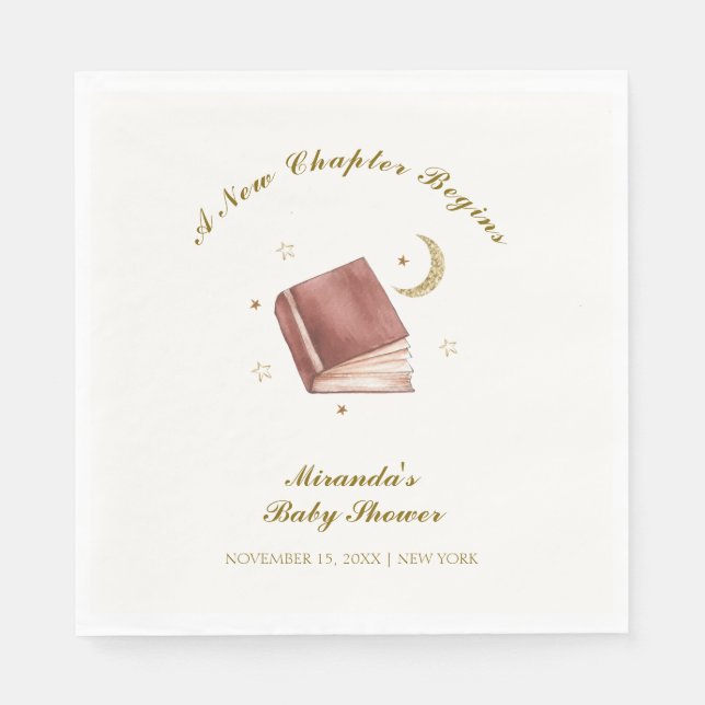 Serviette En Papier Elégant livre Boho Moon Star Baby shower (Devant)
