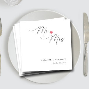 Serviette En Papier Élégant M. et Mme Script   Mariage personnalisé