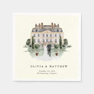 Serviette En Papier Elégant Manoir De Pays   Mariage campagnard de ran