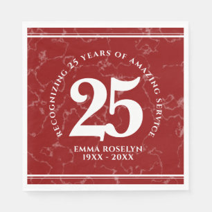 Serviette En Papier Élégant Marbre Rouge 25 Anniversaire du Travail