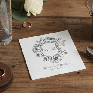 Serviette En Papier Élégant mariage à crête d'oiseau en chinoiserie no