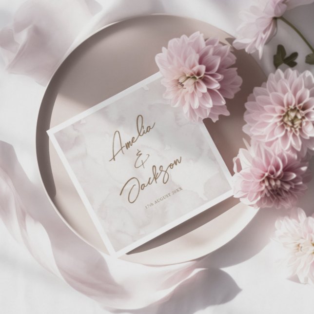 Serviette En Papier Elégant Mariage aquarelle (Créateur téléchargé)