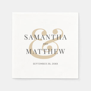 Serviette En Papier Élégant Mariage blanc gris or