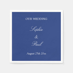 Serviette En Papier Élégant Mariage bleu foncé
