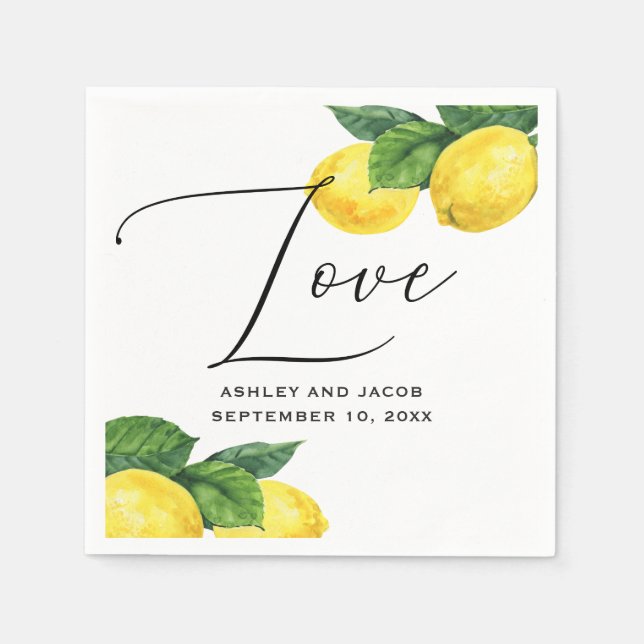 Serviette En Papier Élégant Mariage citron | Citrus Botanical Party (Devant)